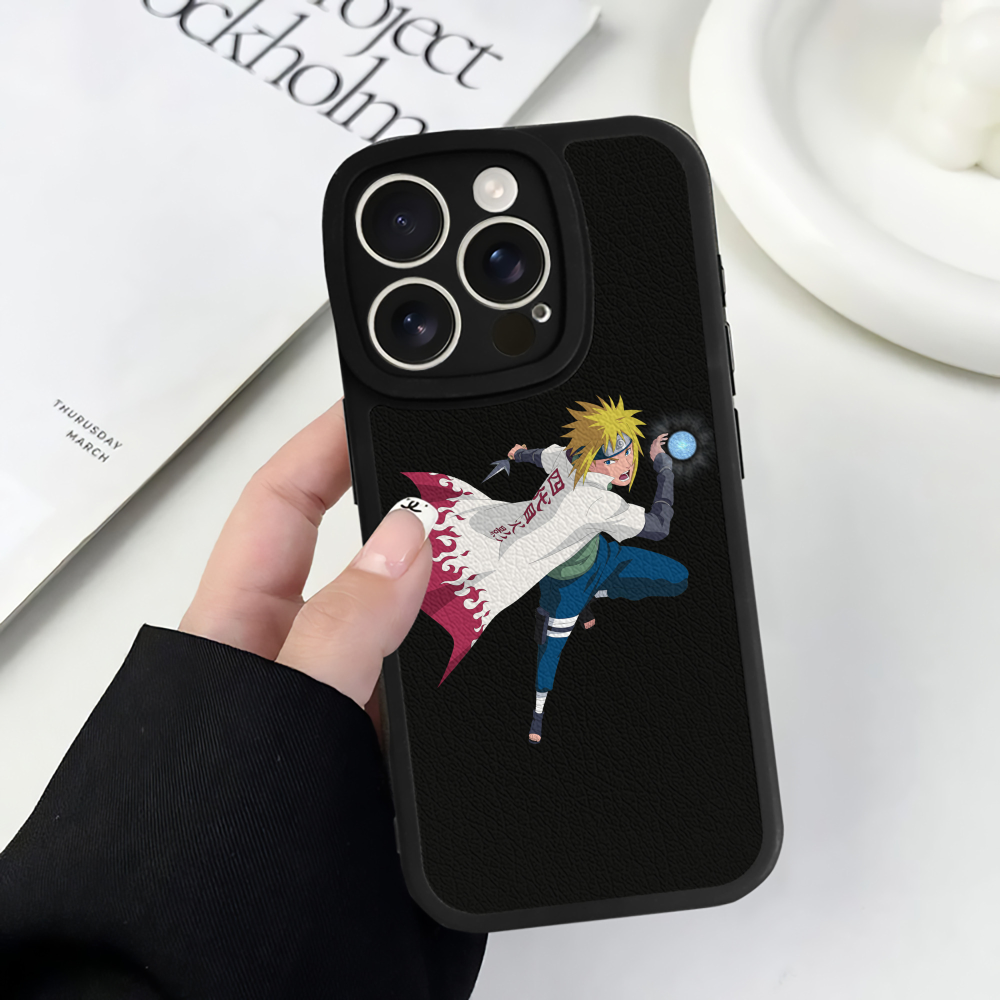 （画像用） NARUTO -ナルト- 波風 ミナト Namikaze Minato 【iPhone 16シリーズ対応】シリコンスマホケース（レザー調） 材質：シリコン